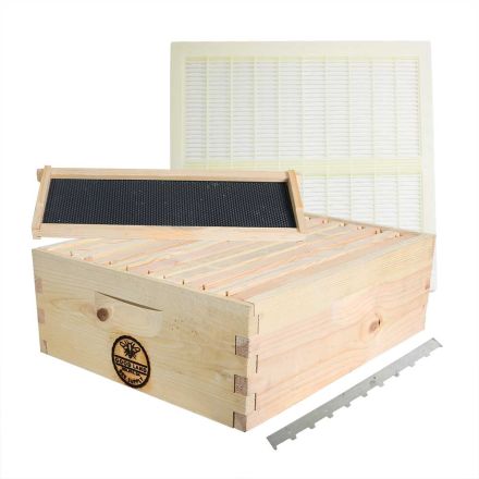 Goodland Bee Supply GL-1SK-TK3P Beekeeping Beehive Super Kit includes Frames, Foundations, Plastic Queen Excluder and Spacer
