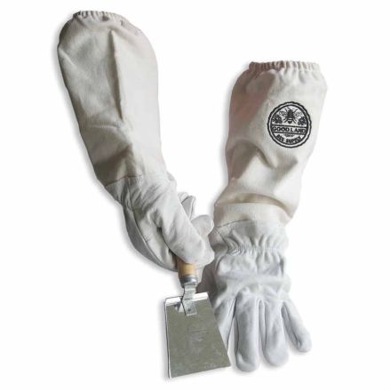 Goodland Bee Supply GL-GLV-SHVL-SM Sheep Skin Beekeeping Protective Gloves with Canvas Sleeves - Small & Honey Extracting Trowel Scraper / Shovel